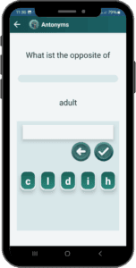 AphasiaAid antonym exercise - speech therapy app helping stroke patients match opposite words to improve vocabulary and language skills