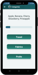 AphasiaAid category sorting exercise - aphasia therapy app for organizing words by topic to strengthen semantic memory after brain injury