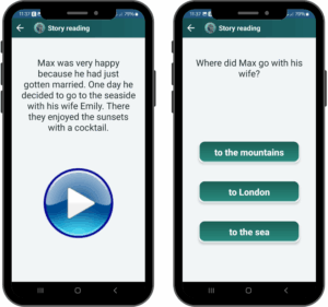 AphasiaAid reading comprehension exercise - short stories with questions for aphasia therapy to strengthen text understanding and memory