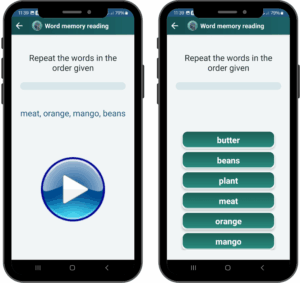AphasiaAid word list memory exercise - reading and recall training to strengthen verbal memory and reading skills